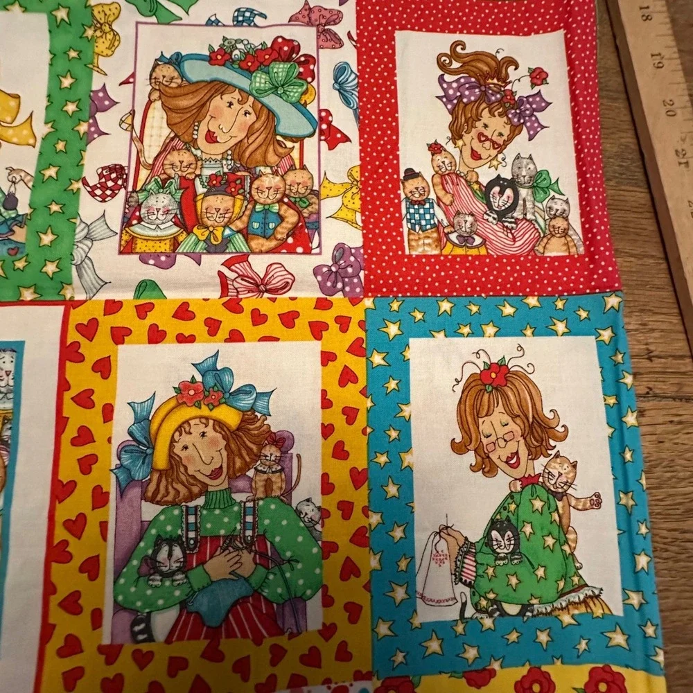 Elizabeth's Studio Cat Lady Alma Lynn Cotton Fabric Panel 23x44 Quilting Sewing - Picture 11 of 15